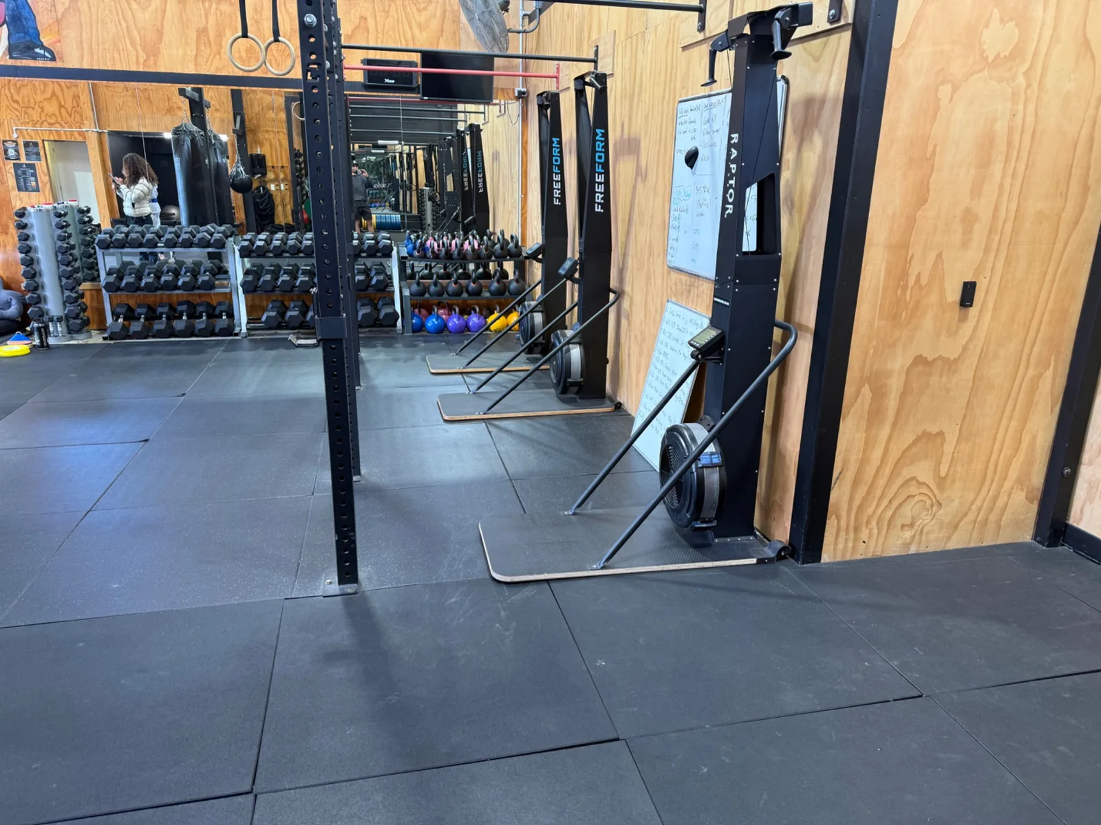 Partner floor work during a conditioning class